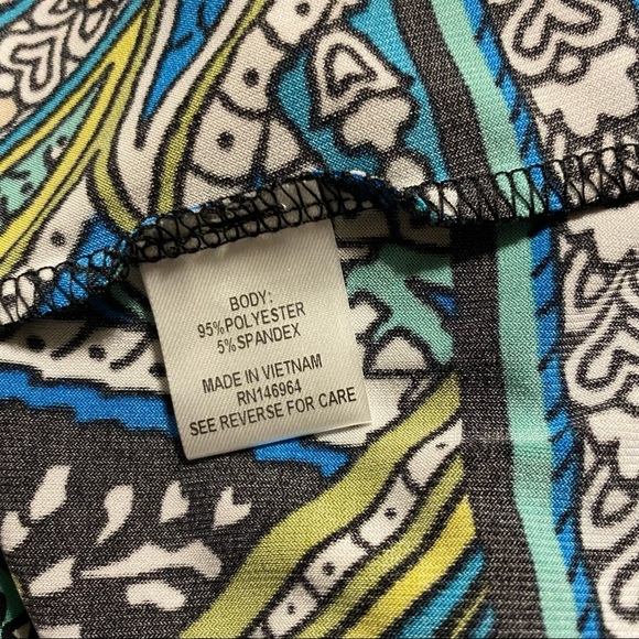 NEW Signature Robbie Bee Blue Green Paisley Smocked High Neck Shift Dress - Picture 5 of 5